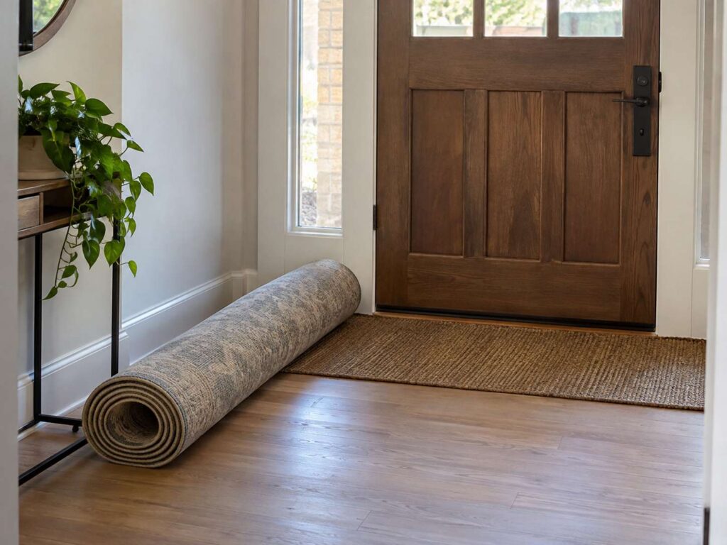Area rug being prepared for pickup and delivery cleaning service in Brick NJ