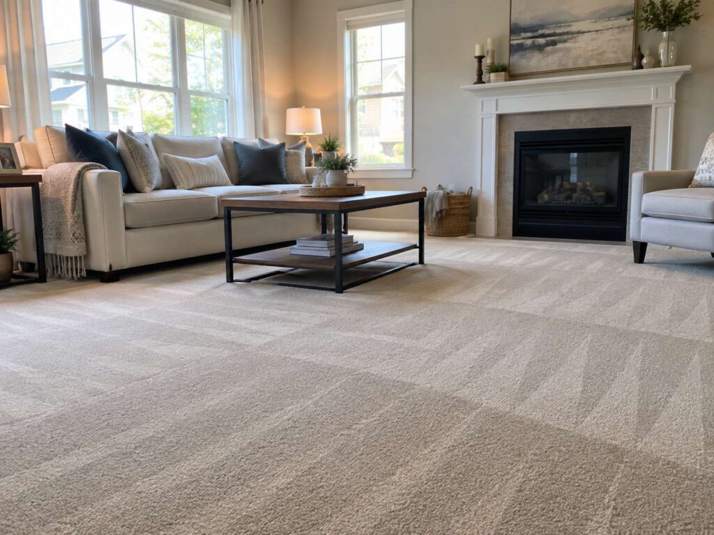 Clean carpet after professional carpet cleaning in a Brick NJ living room